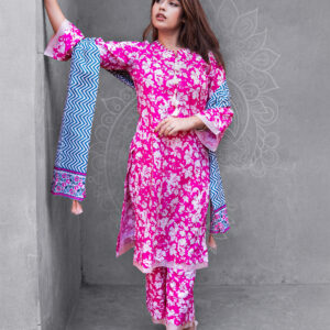 ColorLIfe Megenta All-Over Print Cotton Salwar Kameez | SHELAI
