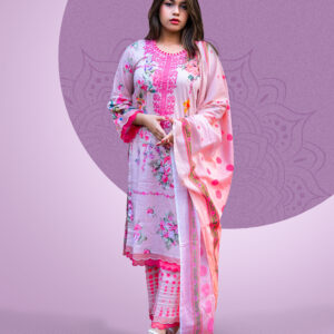 ColorLife Peach All-Over Print Cotton Salwar Kameez | SHELAI