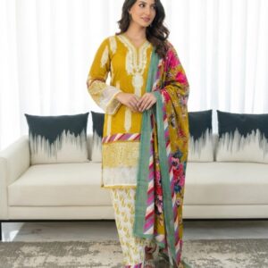 Colorlife Mastard Kolka Print with Embroidery