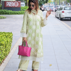 Fruits Cottage Women’s Mint Green Embroidered Cotton 3-Piece Salwar Kameez Set