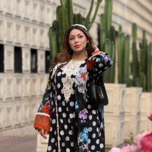 SHELAI Women’s Black & White Polka Dot Printed 3-Piece Salwar Kameez Set